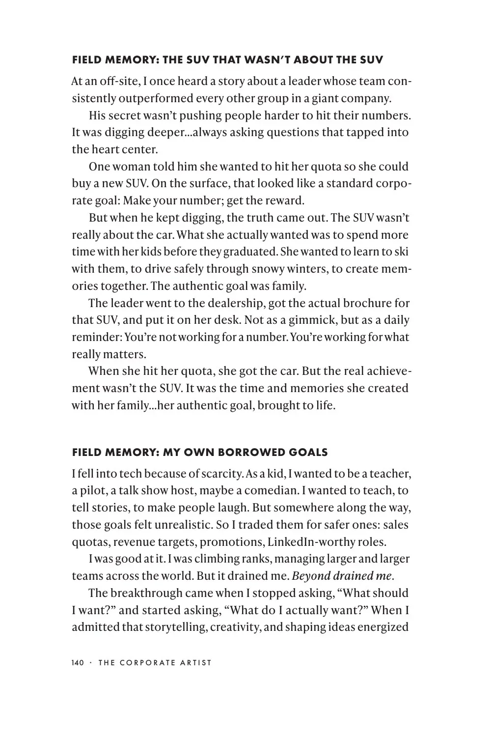 The Corporate Artist, printed page 140. Readable text follows this page pair.