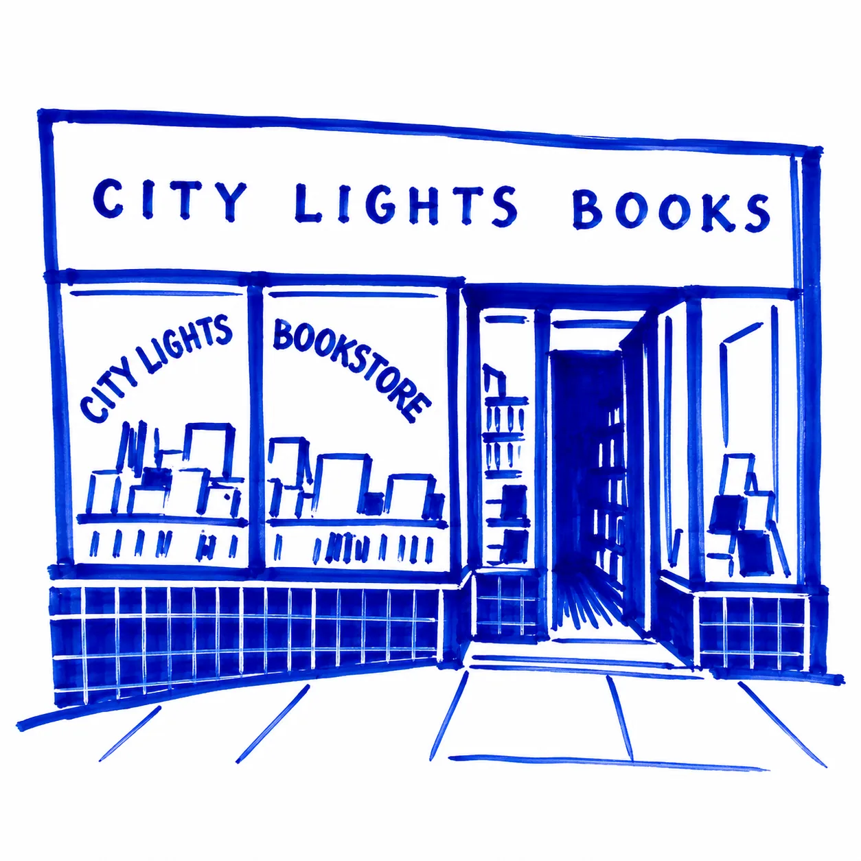 Bookshop illustration from the San Francisco issue
