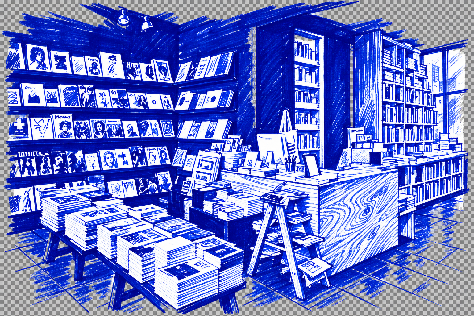 Klein-blue marker drawing of do you read me?!, Mitte, Berlin; Places to Wander by The Corporate Artist