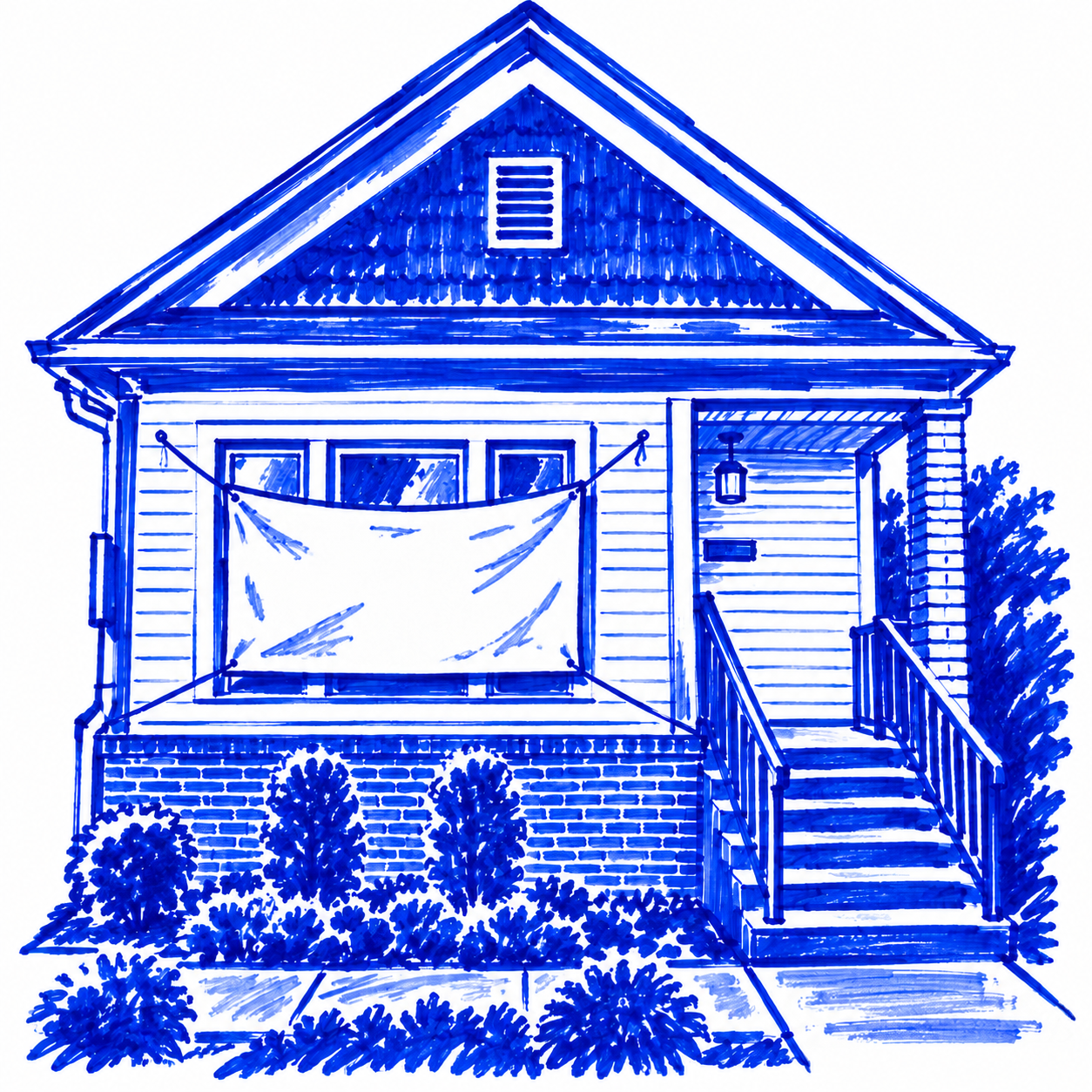 Klein-blue marker illustration of Third Eye Books & Gifts, Portland; Places to Wander by The Corporate Artist